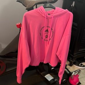 Adidas for Peloton Hot Pink Crop Hoodie
